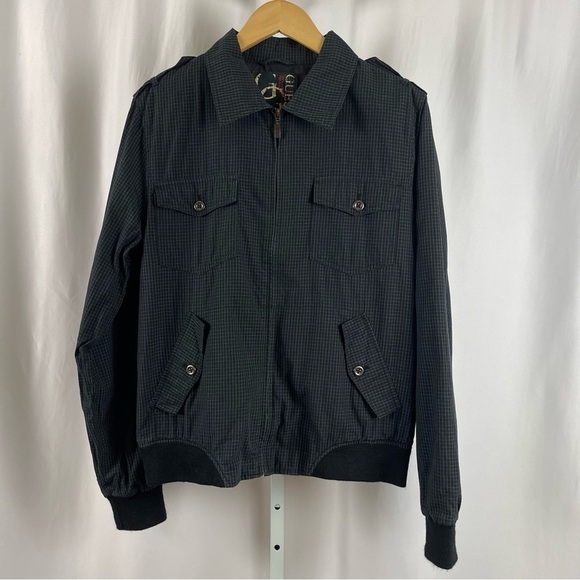 Guess Medium Plaid Retro Zip Bomber Jacket Fall Winter Collared - Picture 1 of 8